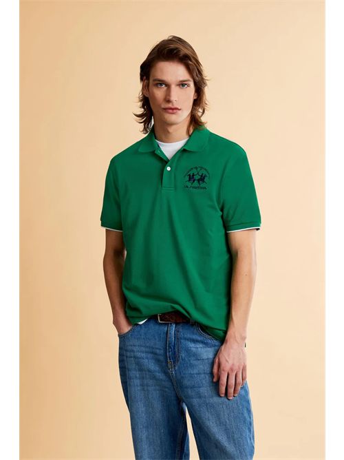 Polo uomo manica corta in piquet stretch con logo Iconic Team - Miguel LA MARTINA | MCP001PK001/03049